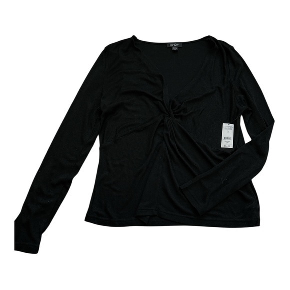 Love Tree Sweaters - Love Tree Black Twist Front Long Sleeve Top Size Large Modern Chic Night Out